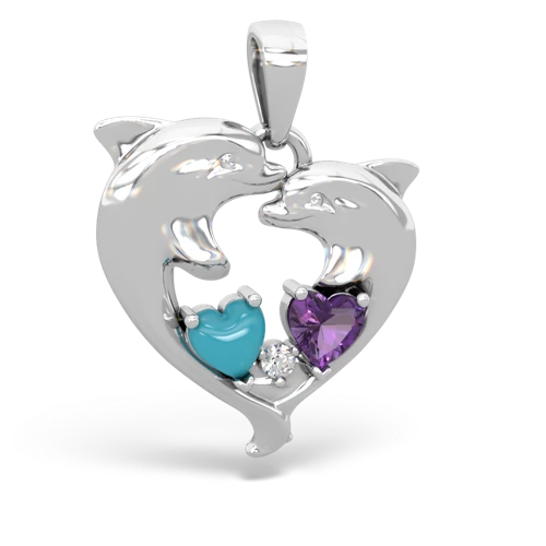 turquoise-amethyst dolphins pendant