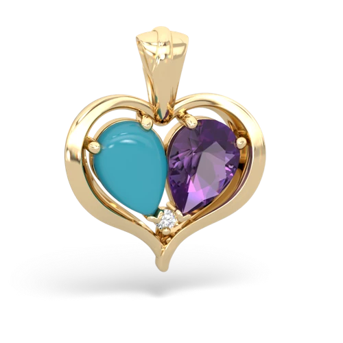 turquoise-amethyst half heart whole pendant