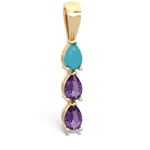 turquoise-amethyst three stone pendant