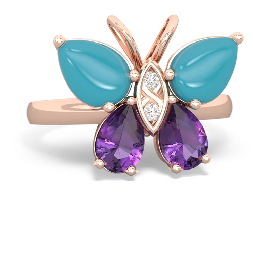 turquoise-amethyst butterfly ring