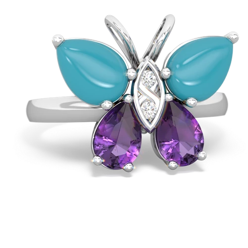 turquoise-amethyst butterfly ring