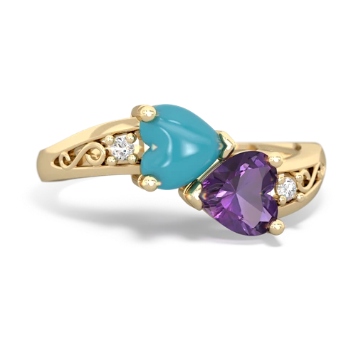 turquoise-amethyst filligree ring