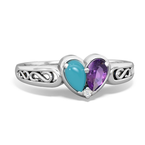 turquoise-amethyst filligree ring