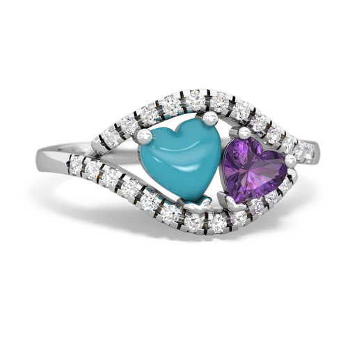 turquoise-amethyst mother child ring