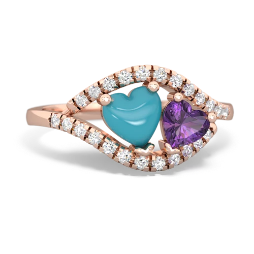 turquoise-amethyst mother child ring