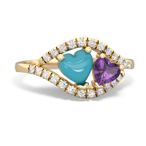 turquoise-amethyst mother child ring