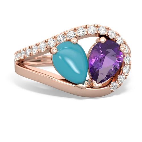 turquoise-amethyst pave heart ring