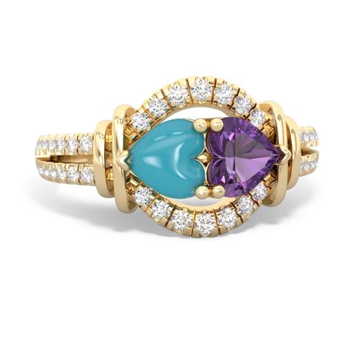 turquoise-amethyst pave keepsake ring