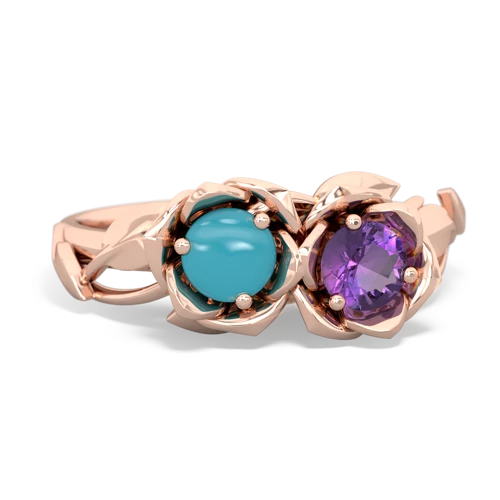 turquoise-amethyst roses ring