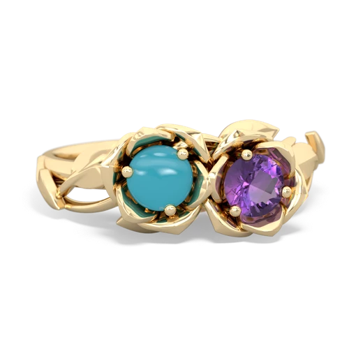 turquoise-amethyst roses ring