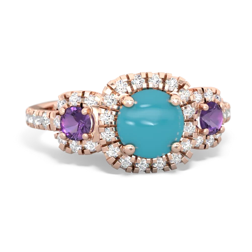 turquoise-amethyst three stone regal ring