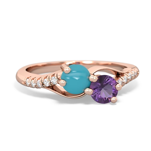 turquoise-amethyst two stone infinity ring