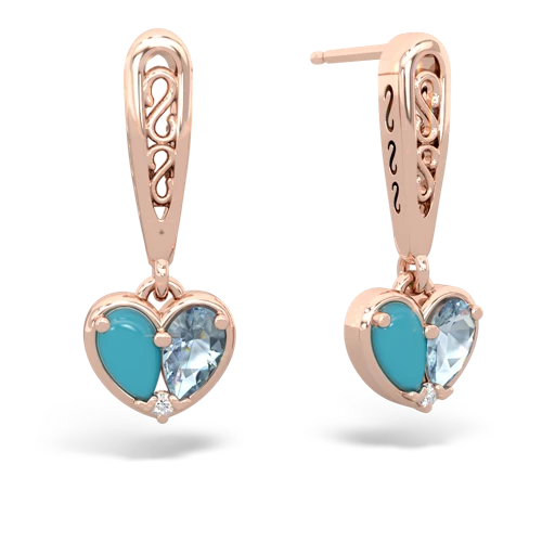 turquoise-aquamarine filligree earrings