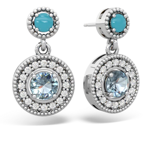 turquoise-aquamarine halo earrings