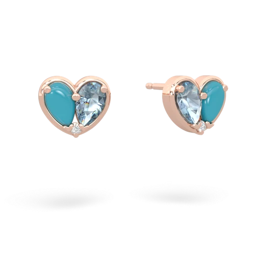 turquoise-aquamarine one heart earrings