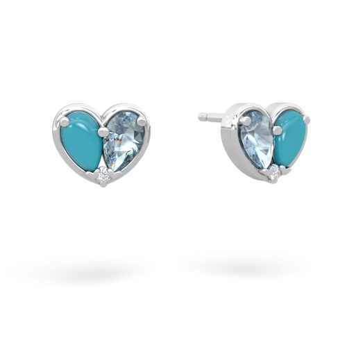 turquoise-aquamarine one heart earrings