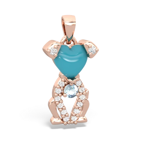 turquoise-aquamarine birthstone puppy pendant