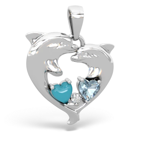 turquoise-aquamarine dolphins pendant