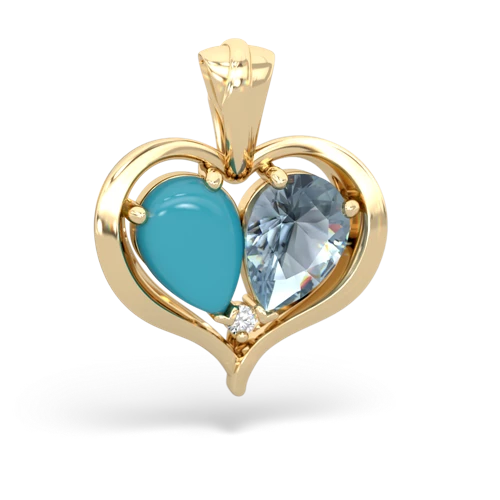 turquoise-aquamarine half heart whole pendant