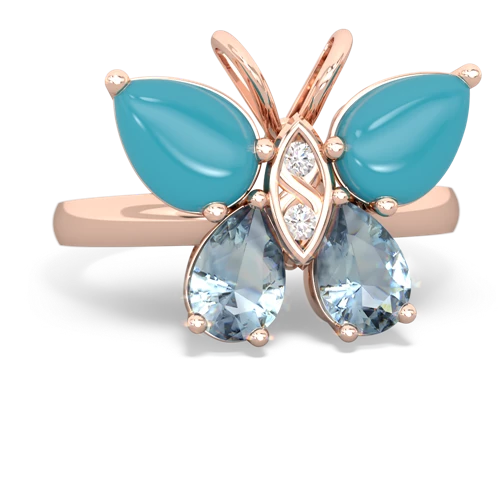 turquoise-aquamarine butterfly ring