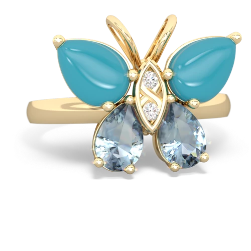 turquoise-aquamarine butterfly ring