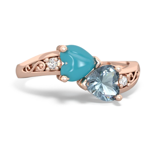 turquoise-aquamarine filligree ring