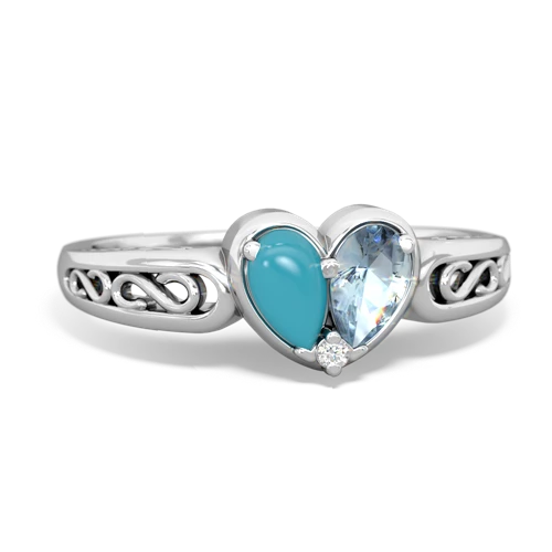 turquoise-aquamarine filligree ring