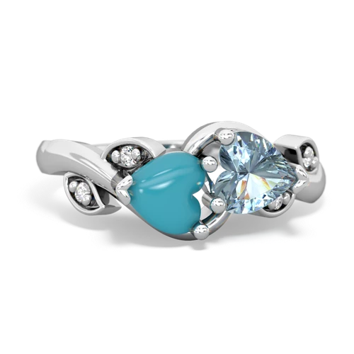 turquoise-aquamarine floral keepsake ring