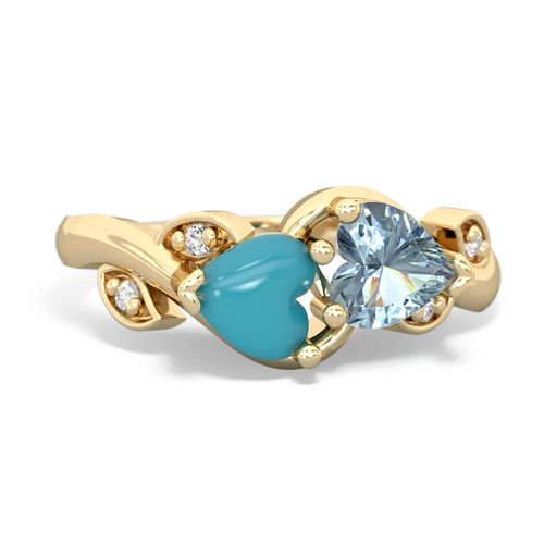 turquoise-aquamarine floral keepsake ring