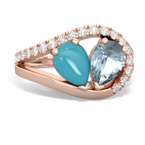 turquoise-aquamarine pave heart ring