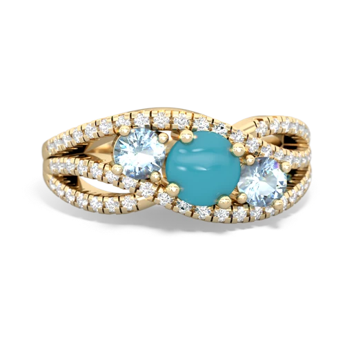 turquoise-aquamarine three stone pave ring