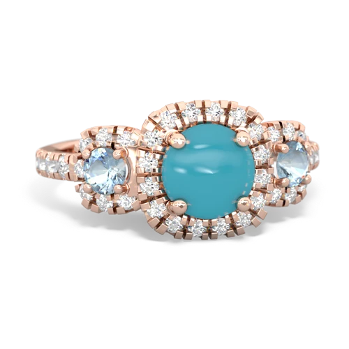 turquoise-aquamarine three stone regal ring