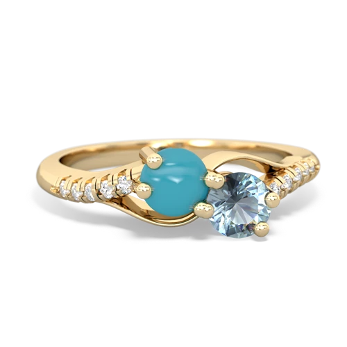 turquoise-aquamarine two stone infinity ring