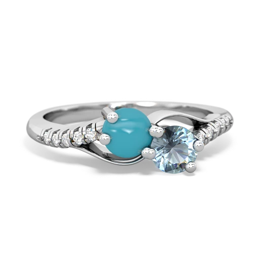 turquoise-aquamarine two stone infinity ring
