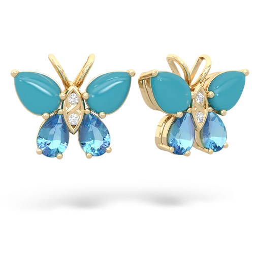 turquoise-blue topaz butterfly earrings