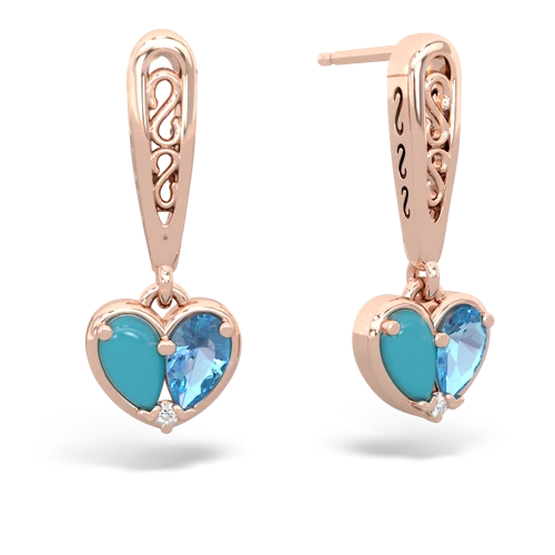 turquoise-blue topaz filligree earrings