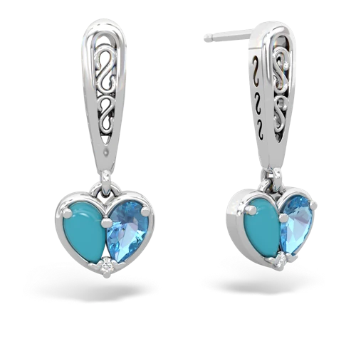 turquoise-blue topaz filligree earrings