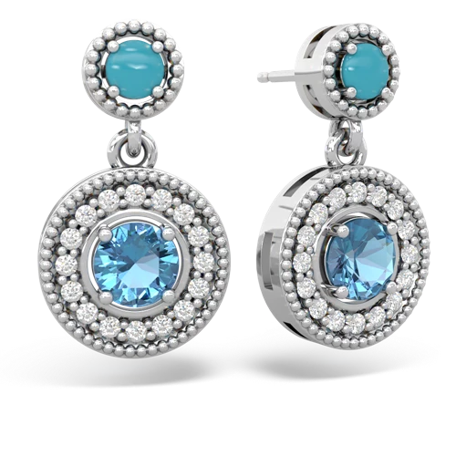 turquoise-blue topaz halo earrings