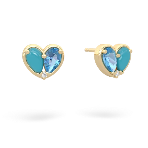 turquoise-blue topaz one heart earrings