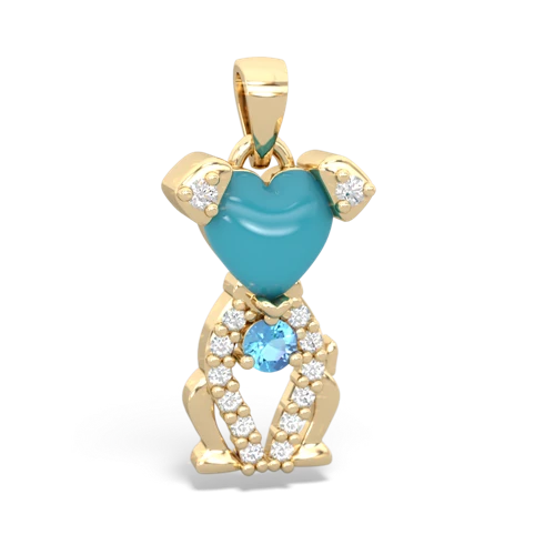 turquoise-blue topaz birthstone puppy pendant