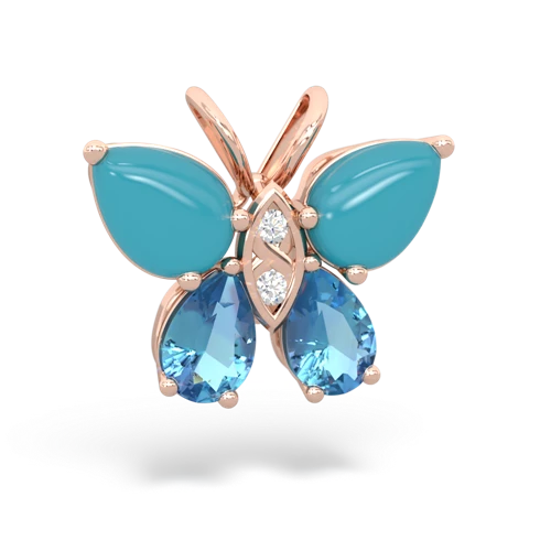 turquoise-blue topaz butterfly pendant