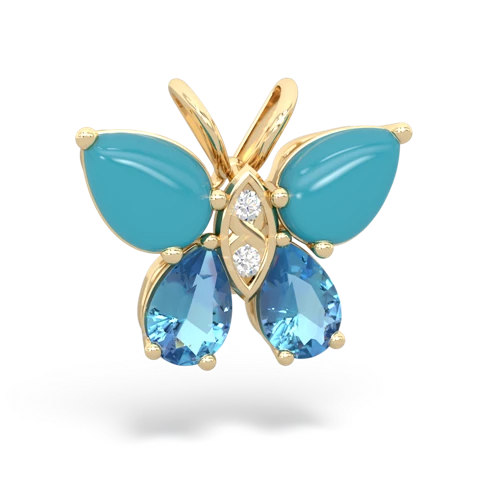 turquoise-blue topaz butterfly pendant