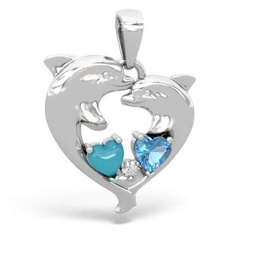 turquoise-blue topaz dolphins pendant