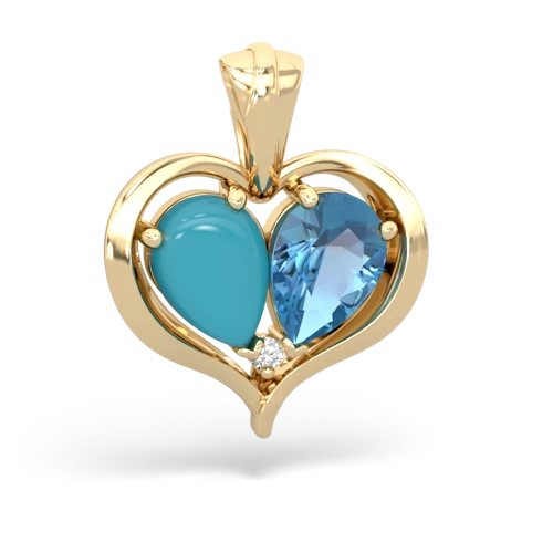 turquoise-blue topaz half heart whole pendant