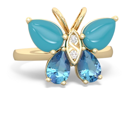 turquoise-blue topaz butterfly ring