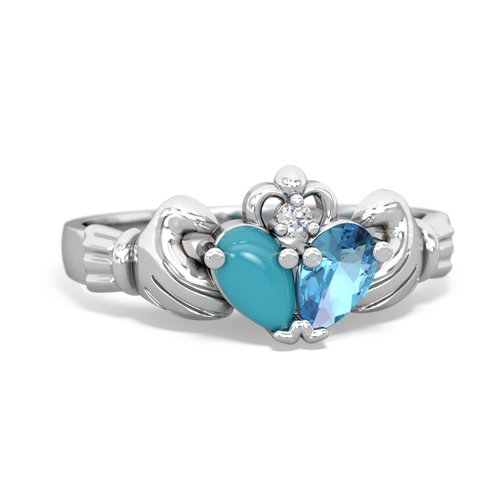 turquoise-blue topaz claddagh ring