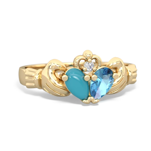 turquoise-blue topaz claddagh ring