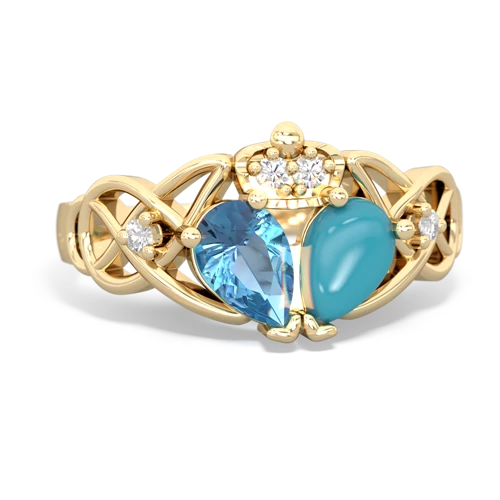 turquoise-blue topaz claddagh ring