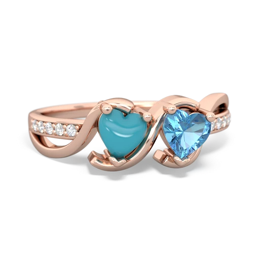 turquoise-blue topaz double heart ring