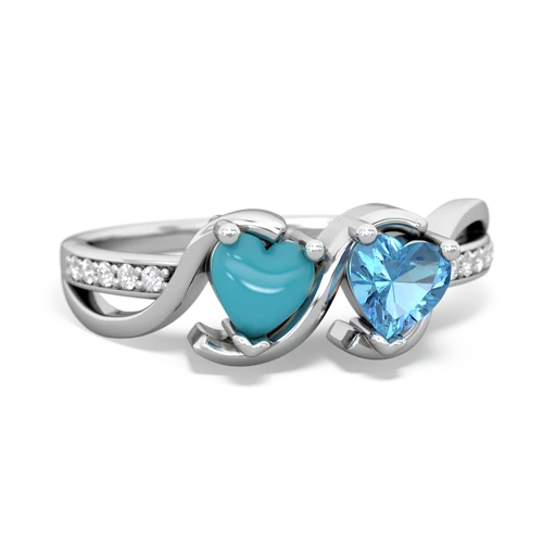 turquoise-blue topaz double heart ring